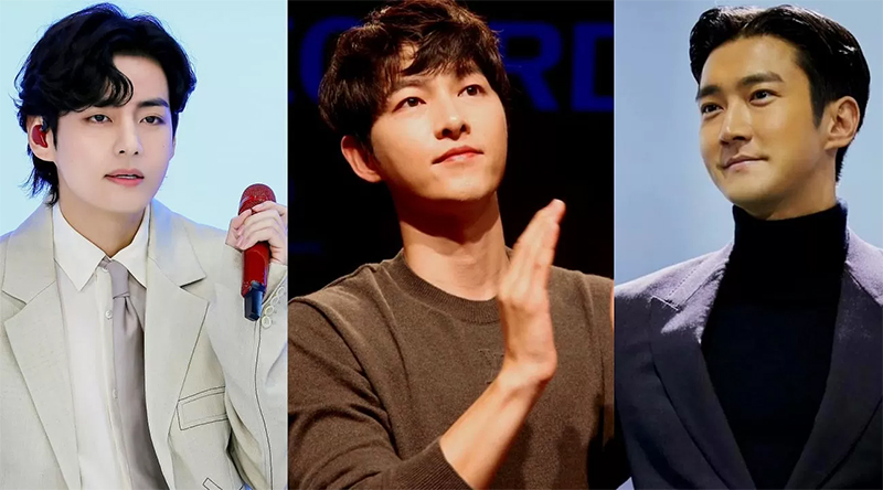 Artis Korea yang jadi brand ambassador produk Indonesia. Dari kiri, V BTS, Song Joong Ki dan Siwon.